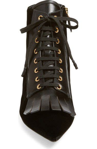 prada kiltie lace-up black velvet leather ankle booties women|Prada Ankle boots for Women .